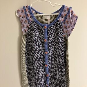 Matilda Jane - Size 14 Blue and White Geometric tunic GUC